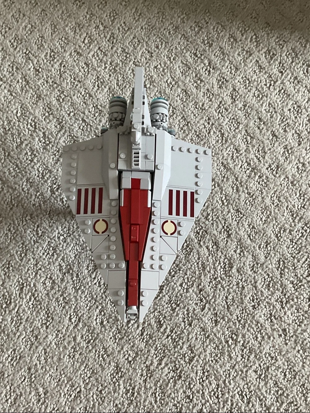 LEGO Gray and Red Starship Display Model with Stand